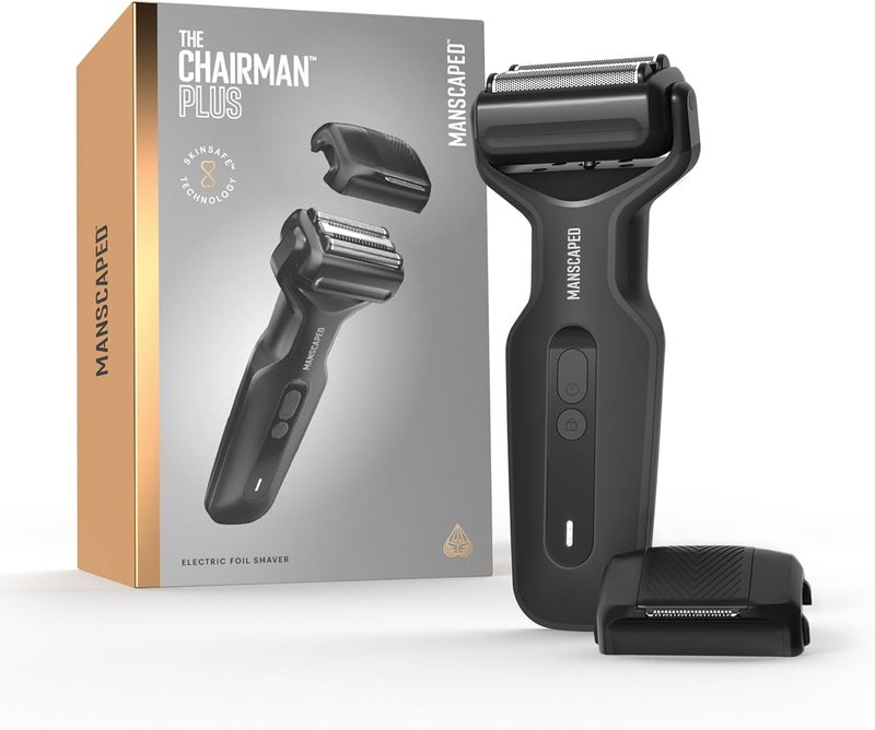 manscaped MANSCAPED The Chairman Plus Mens Foil Shaver  Two Interchangeable Blade Heads SkinSafe ThreeBlade Foil  Precision Sideburn  Jawline Trimmer Electric Face Shaver USBC Charging