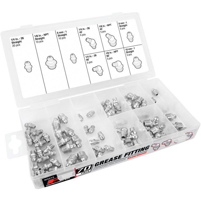 Performance Tool W5215 Performance Tool SAEMET Grease Fitting Assortment  70 Piece