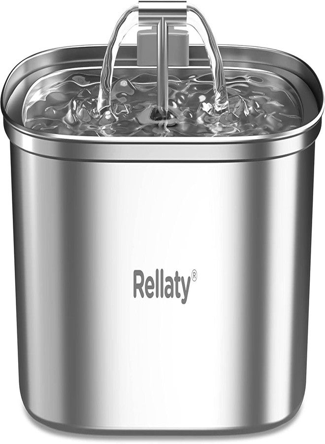 Rellaty Cat Water Fountain Stainless Steel: 3.2L/108oz Pet Foundatin Water Bowl for Cats Inside Automatic Dog Drinking Dispenser Dish Animal Feeding & Watering Supplies Waterfall with 1 Replacement Filter - Image 1