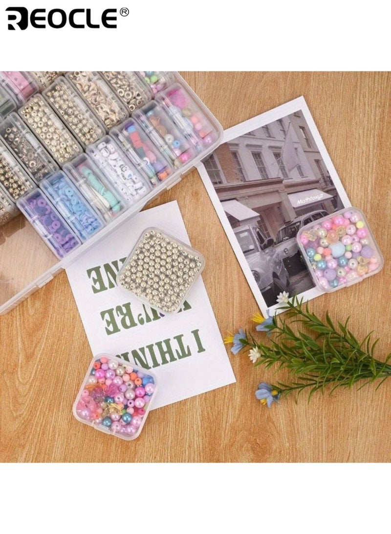 ريوكل مجموعة منظّم الخرز بـ 30 علبة بلاستيكية وتصميم غطاء مفصلي - حاويات تخزين شفافة بأقسام مستطيلة لتنظيم مستلزمات الحرف - Image 5