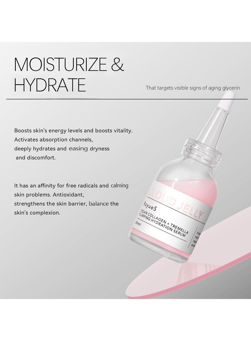 رويز Pink Cloud Jelly مصل مرطب مكثف، كولاجين نباتي + مصل ترطيب تريميلا للنفخ، مصل نشط مرطب ومرطب، يحافظ على توازن الماء والزيت في البشرة، 1 أونصة سائلة - Image 4