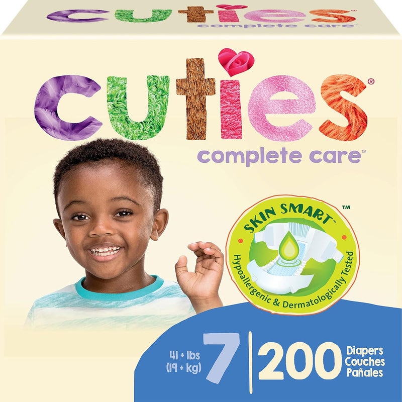 Cuties | Skin Smart, Absorbent & Hypoallergenic Diapers with Flexible & Secure Tabs | Bulk Case | Size 7 | 200 Count - Image 1