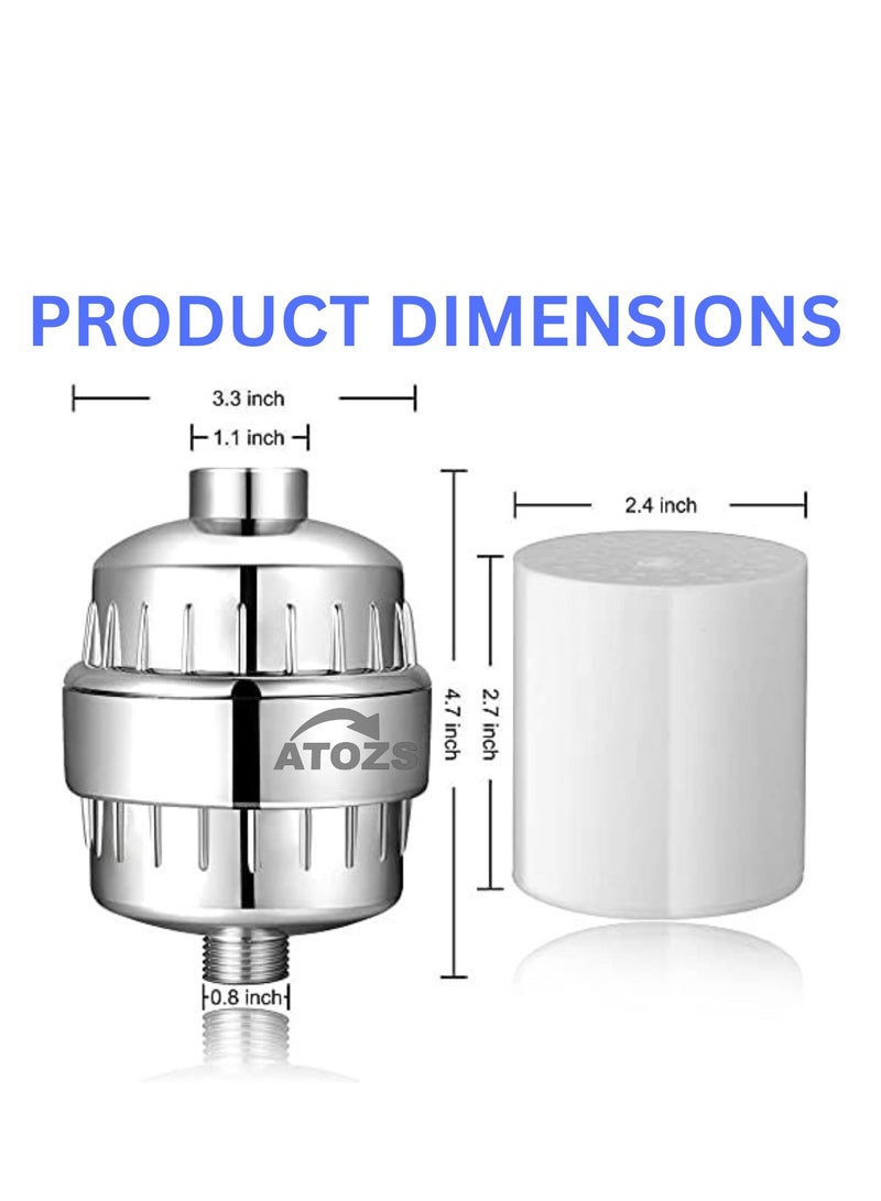 أتوزس فلتر دش ATOZS، فلتر دش 15 مرحلة للمياه العسيرة، فلتر رأس دش مضاد للشعر، فلتر تنقية المياه KDF يزيل الكلور والملوثات الضارة، يمنع تساقط الشعر، كروم - Image 3