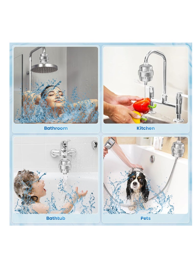 أتوزس فلتر دش ATOZS، فلتر دش 15 مرحلة للمياه العسيرة، فلتر رأس دش مضاد للشعر، فلتر تنقية المياه KDF يزيل الكلور والملوثات الضارة، يمنع تساقط الشعر، كروم - Image 4