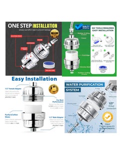 ATOZS ATOZS Shower Filter,15 Stage Shower Filter For Hard Water, Shower Head Filter for Anti Hair, KDF Water Purification Filter Removes Chlorine & Harmful Pollutants, Prevent Hair Loss, Chrome  - Image 5