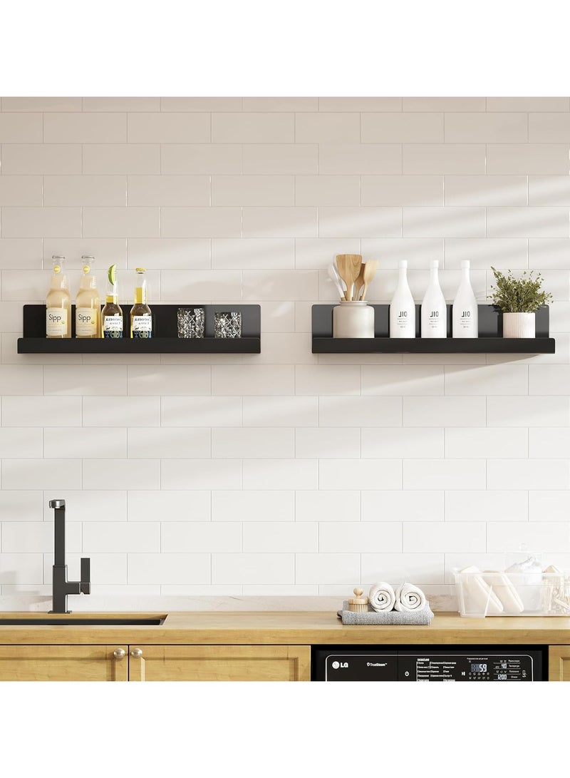 TPGP Wall Shelf Set of 4 – No-Drill Black Acrylic Floating Shelves for Books and Photos, Home Decoration Shelf for Kitchen, Bathroom, Office, Living Room (32 x 10 x 8 cm) - Image 5