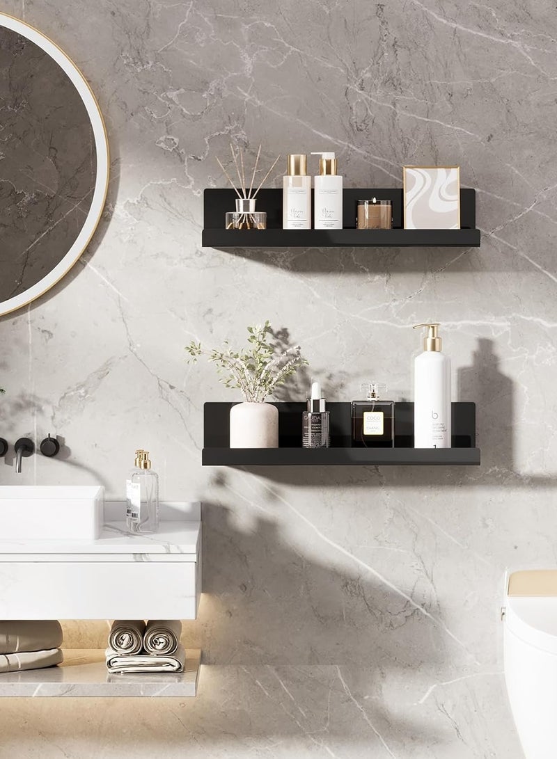 TPGP Wall Shelf Set of 4 – No-Drill Black Acrylic Floating Shelves for Books and Photos, Home Decoration Shelf for Kitchen, Bathroom, Office, Living Room (32 x 10 x 8 cm) - Image 3