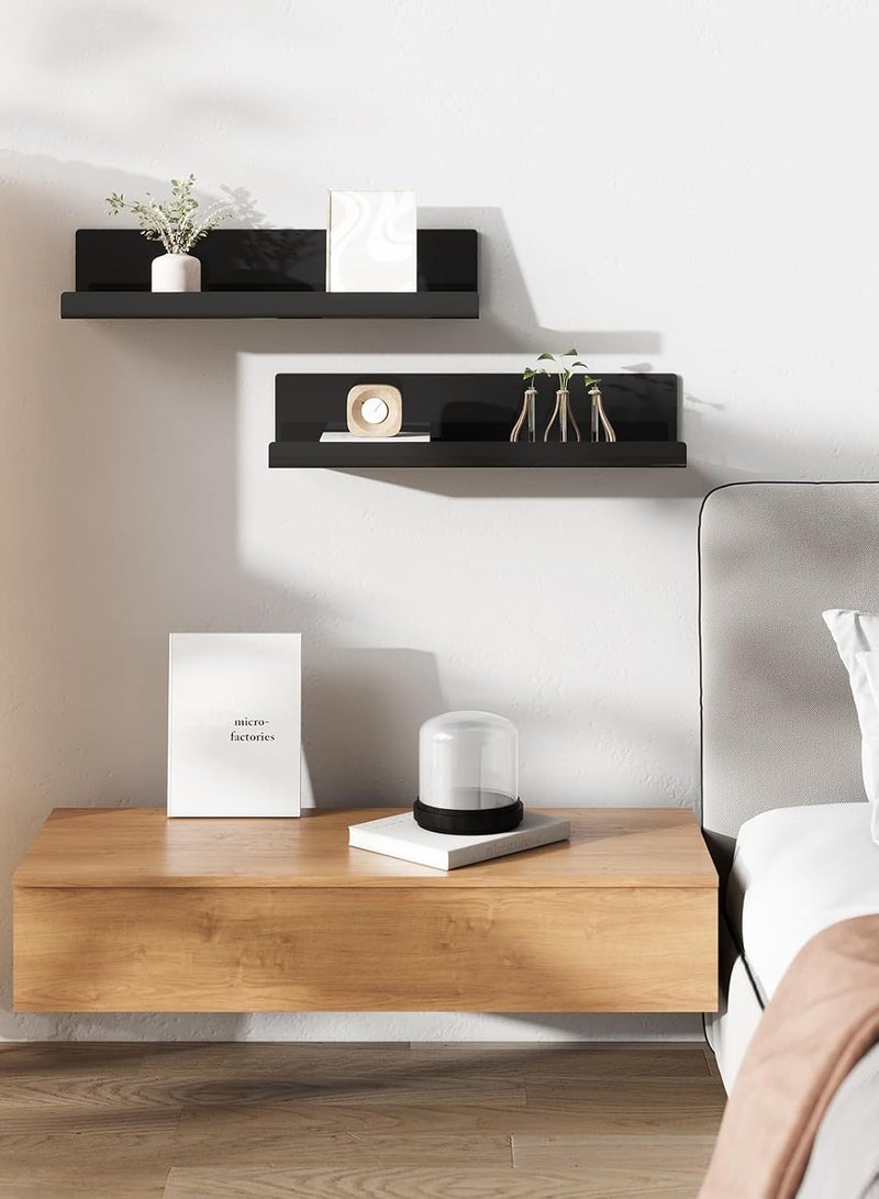 TPGP Wall Shelf Set of 4 – No-Drill Black Acrylic Floating Shelves for Books and Photos, Home Decoration Shelf for Kitchen, Bathroom, Office, Living Room (32 x 10 x 8 cm) - Image 2