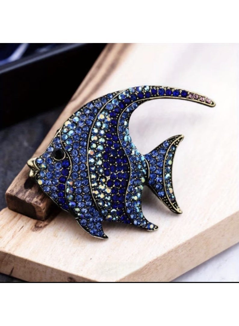 Luxury & Trendy Crystal Rhinestone Accessory Brooch Pin for Women, for clothes and Bags Fashion Enamel Available in different shapes and colors Gold/Silver (Angel Fish 1) - Image 2