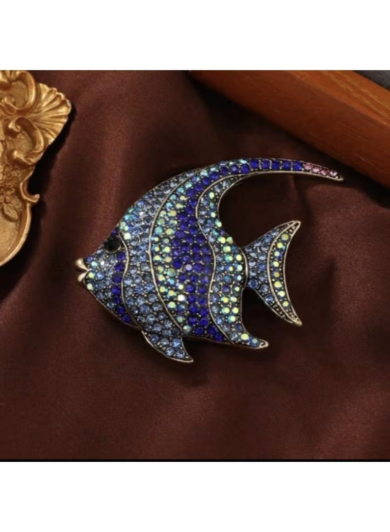 Luxury & Trendy Crystal Rhinestone Accessory Brooch Pin for Women, for clothes and Bags Fashion Enamel Available in different shapes and colors Gold/Silver (Angel Fish 1) - Image 3