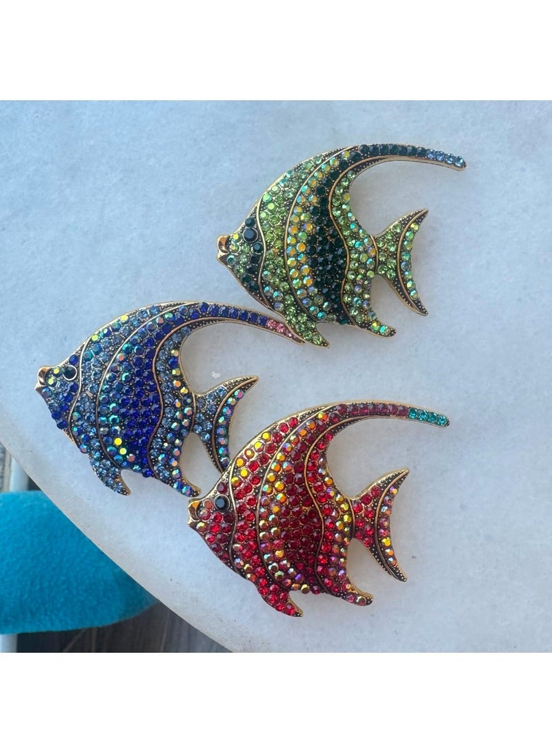 Luxury & Trendy Crystal Rhinestone Accessory Brooch Pin for Women, for clothes and Bags Fashion Enamel Available in different shapes and colors Gold/Silver (Angel Fish 1) - Image 4