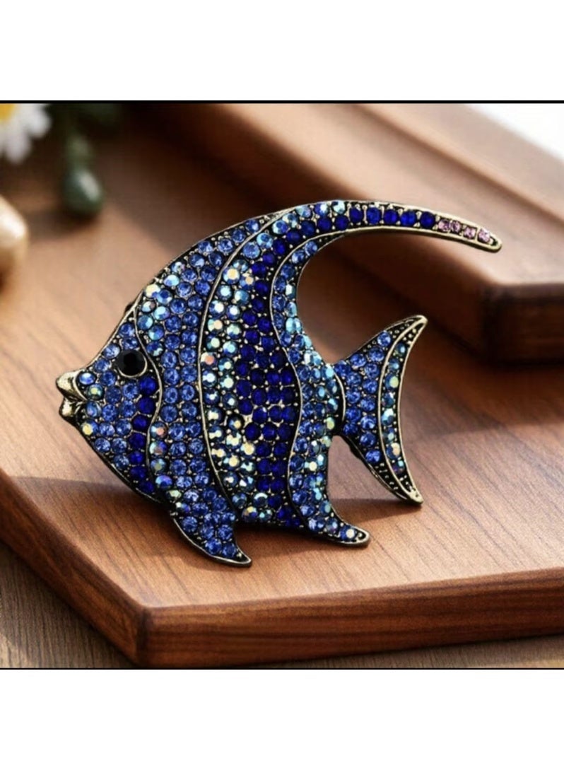 Luxury & Trendy Crystal Rhinestone Accessory Brooch Pin for Women, for clothes and Bags Fashion Enamel Available in different shapes and colors Gold/Silver (Angel Fish 1) - Image 5