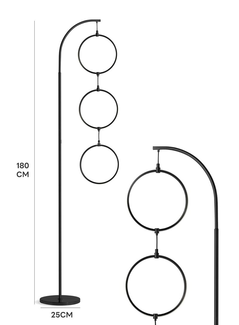 Onelight Creative Three-Circle Floor Lamp For Home Bedroom and Living Room Adjustable White Light and Warm Light with Foot Switch LED 24W - Image 5