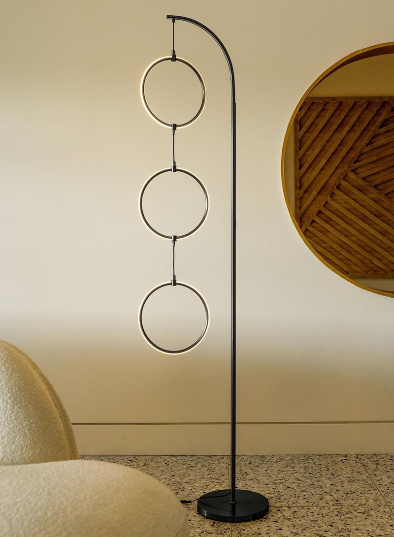 Onelight Creative Three-Circle Floor Lamp For Home Bedroom and Living Room Adjustable White Light and Warm Light with Foot Switch LED 24W - Image 2