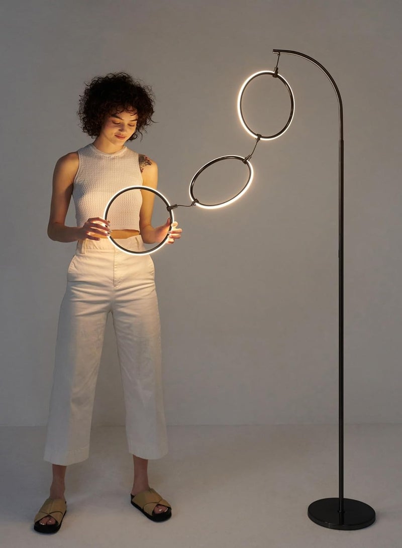 Onelight Creative Three-Circle Floor Lamp For Home Bedroom and Living Room Adjustable White Light and Warm Light with Foot Switch LED 24W - Image 3