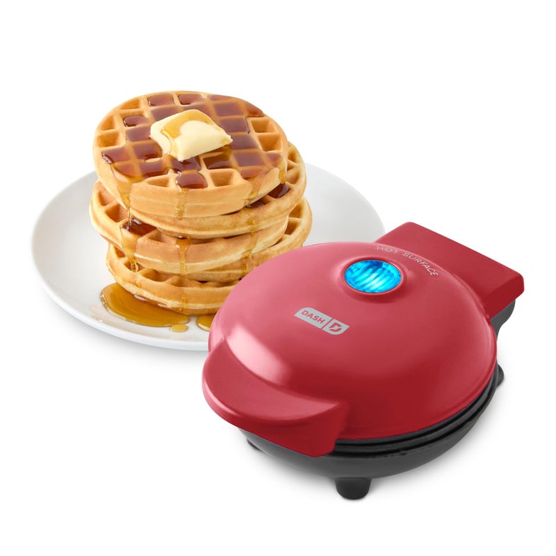 DASH Mini Waffle Maker - 4â€ Waffle Mold, Nonstick Waffle Iron with Quick Heat-Up, Nonstick Surface - Perfect Mini Waffle Maker for Kids and Families, Just Add Batter (Red) - Image 1
