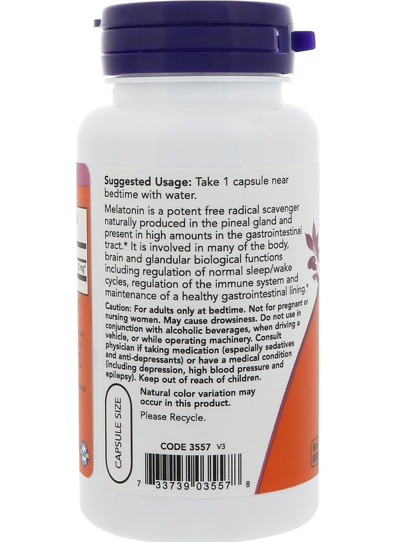now NOW Supplements, Melatonin, Extra Strength 10 mg, Free Radical Scavenger*, Healthy Sleep Cycle*, 100 Veg Capsules - Image 3