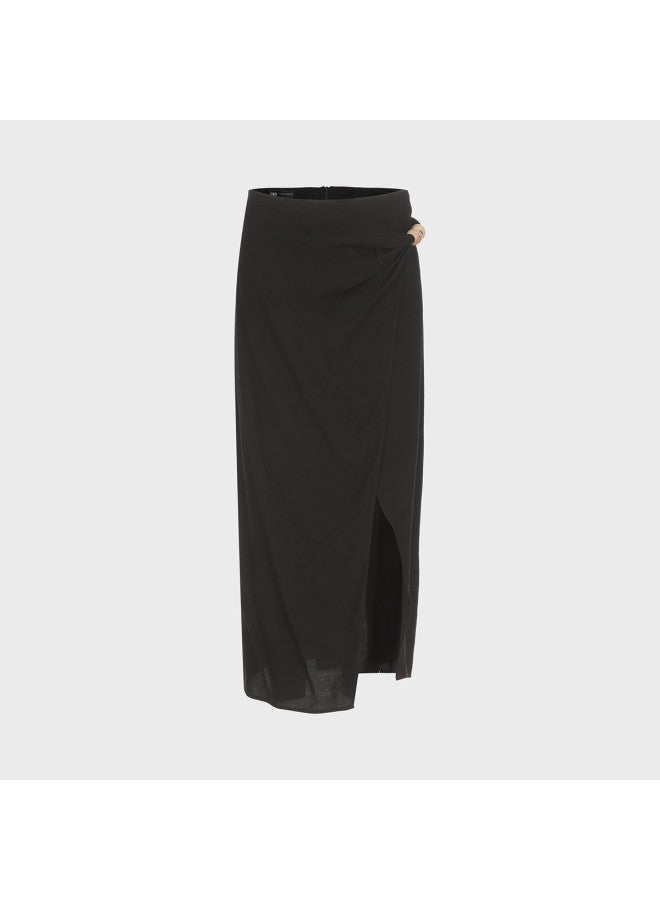 Zara Fashionable Split A-line Skirt With Beaded Design, Back Zipper Casual Long Midi Skirt - Image 2