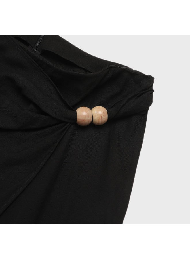 Zara Fashionable Split A-line Skirt With Beaded Design, Back Zipper Casual Long Midi Skirt - Image 5
