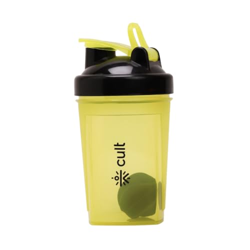 CULT Micro Shaker Bottle 500ml – Compact Protein Shaker for Men & Women BPA-Free, Leakproof, Portable Gym Shaker with Wire Mixer & Storage Compartment for Smooth Shakes Yellow - Image 1