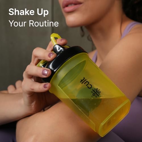 CULT Micro Shaker Bottle 500ml – Compact Protein Shaker for Men & Women BPA-Free, Leakproof, Portable Gym Shaker with Wire Mixer & Storage Compartment for Smooth Shakes Yellow - Image 4
