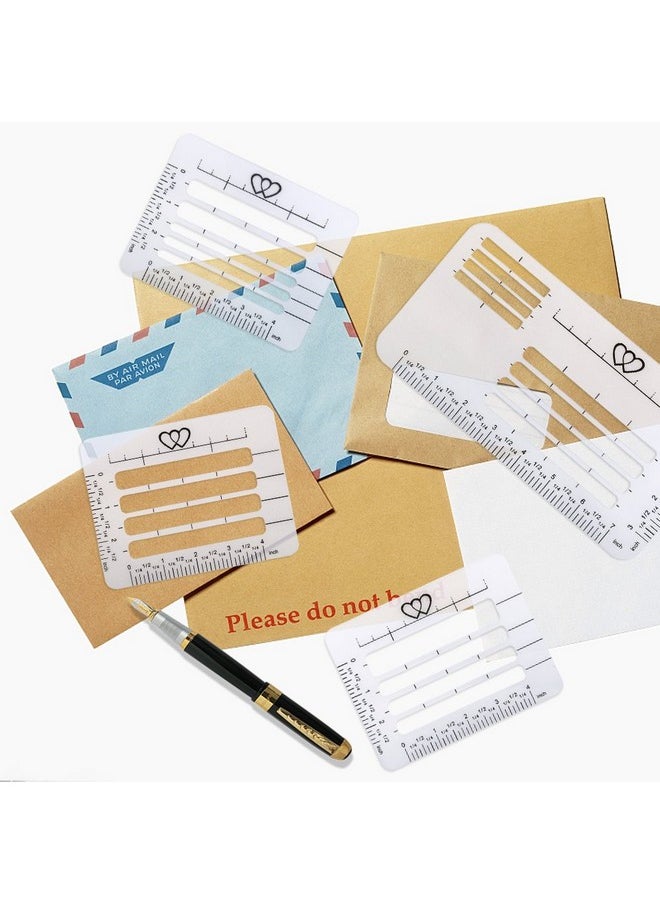 4 Style Envelope Addressing Guide Stencil, Templates Ruler Guide Straight Spacing Line Thank You Card For Mother'S Day Valentine'S Day Scrapbooking Template Journal Lettering Writing