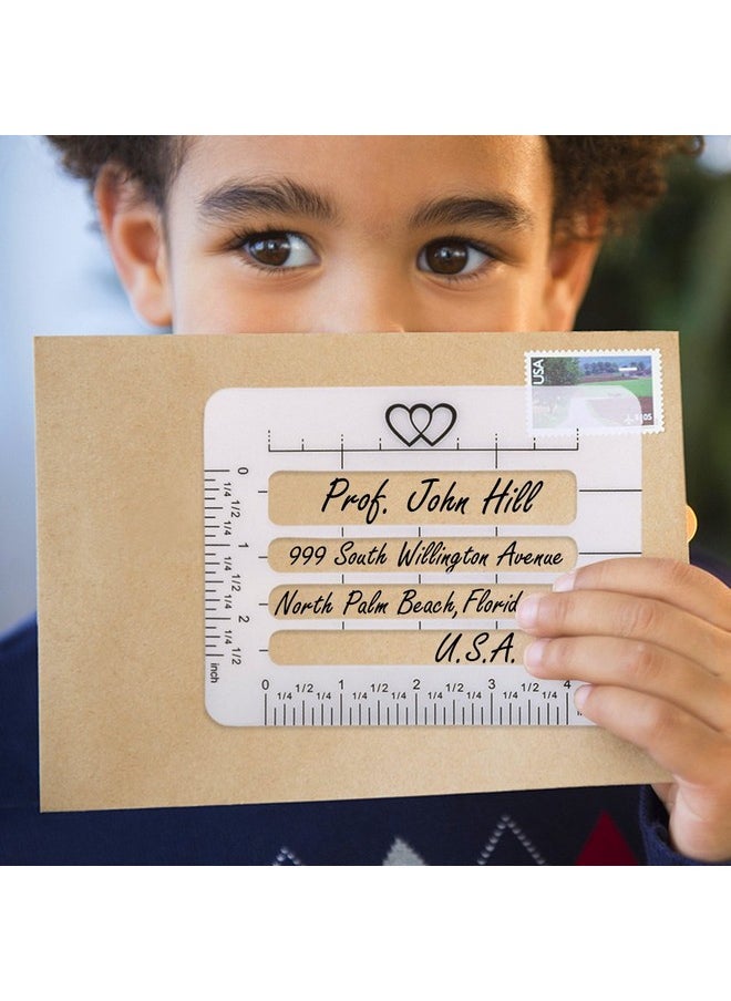 4 Style Envelope Addressing Guide Stencil, Templates Ruler Guide Straight Spacing Line Thank You Card For Mother'S Day Valentine'S Day Scrapbooking Template Journal Lettering Writing