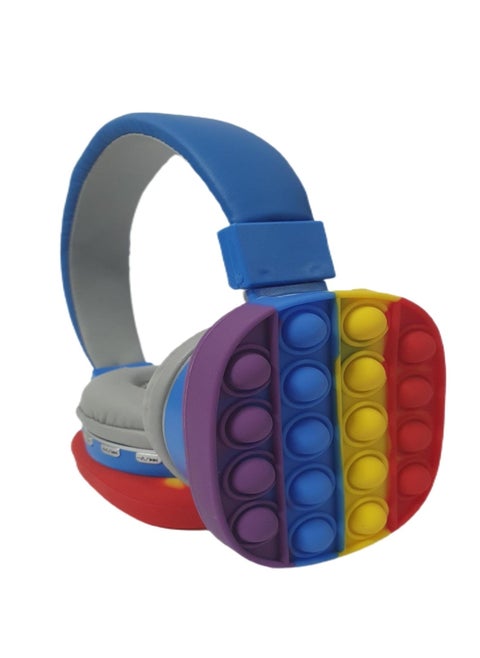 Wireless Bluetooth On-Ear Headphone with Pop Bubbles Silicone Push and Pop Fidget Toy Headphone Colorful Stereo Wireless Bluetooth Headset for Mobilephone Tablet PC