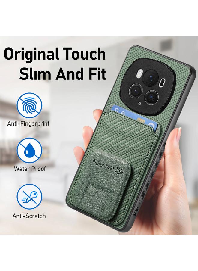 S-TOP Case For Honor Magic6 Pro Carbon Fiber Card Bag Fold Stand Phone Case - Image 5