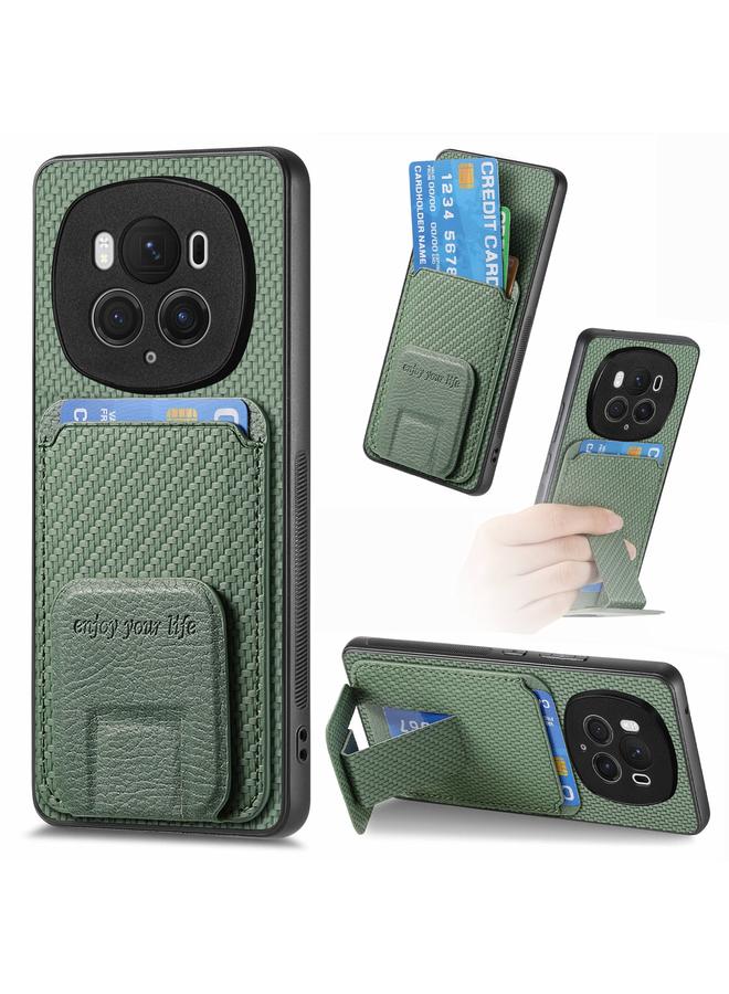 S-TOP Case For Honor Magic6 Pro Carbon Fiber Card Bag Fold Stand Phone Case - Image 1