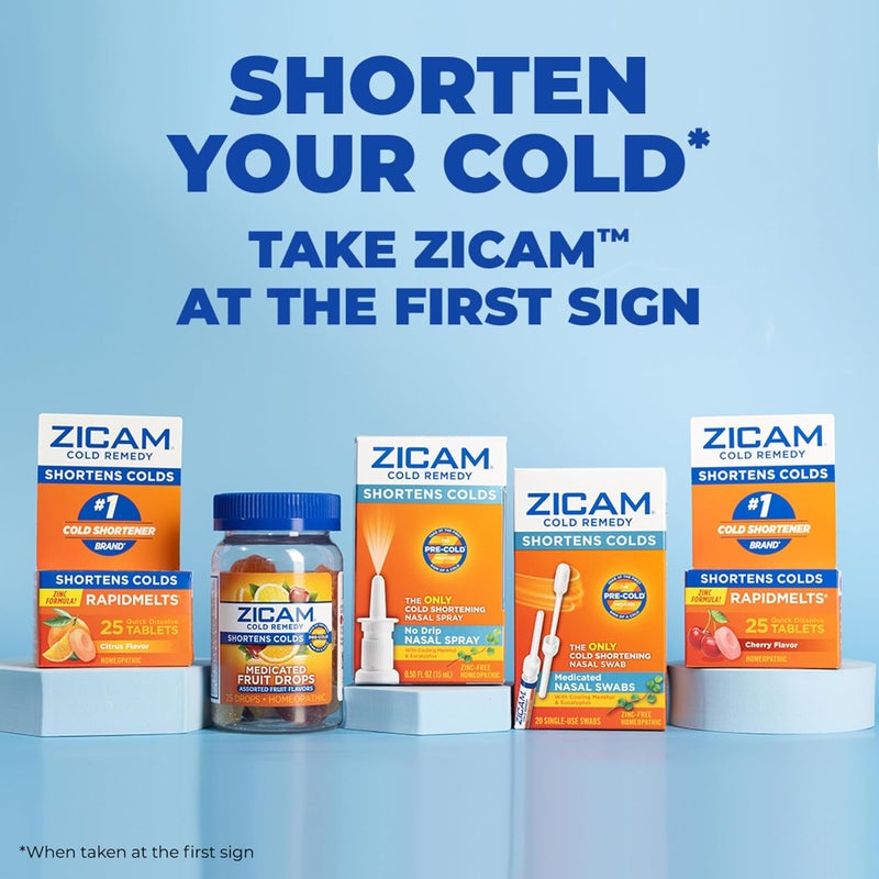 Zicam علاج البرد أقراص الزنك بنكهة الكرز البري هوموباثيك يخفف التهاب الحلق والسعال دواء تقصير البرد يقلل من مدة البرد 25 حبة - Image 2
