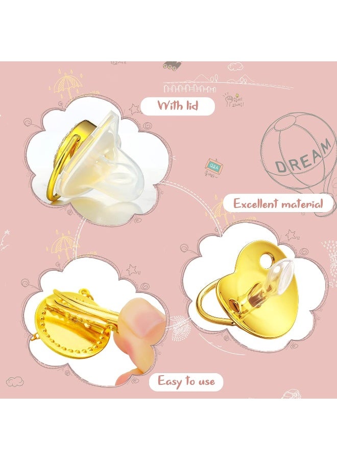 Tondiamo 3 Pieces Sublimation Pacifier Set Name Custom Baby Bling Pacifier Clip Glitter Personalized Artificial Crystal Decoration for Girl Boys Baby with Blanks - Image 3