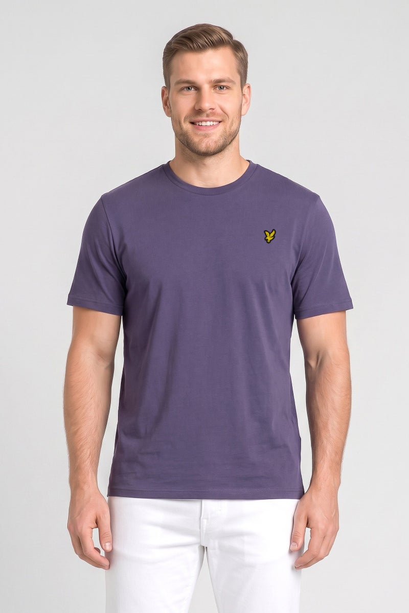 Lyle & Scott Men Crew Neck Short Sleeve Embroidered Logo T-Shirt, Purple - Image 1