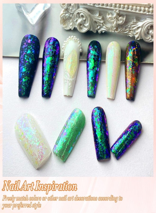 FNNZ Unicorn Chameleon Flake, Aurora Unichrome Mermaid Iridescent Nail Foil Confetti Opal Nail Art Glitter Sequins Decoration for Home DIY Nail Salon Manicure - Mystical Forest - Image 4