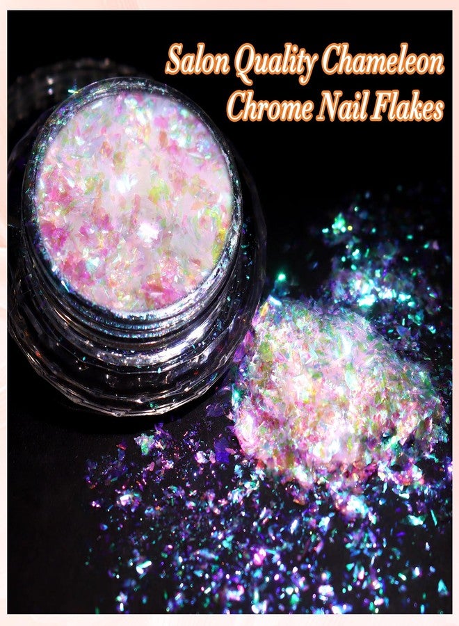 FNNZ Unicorn Chameleon Flake, Aurora Unichrome Mermaid Iridescent Nail Foil Confetti Opal Nail Art Glitter Sequins Decoration for Home DIY Nail Salon Manicure - Mystical Forest - Image 3