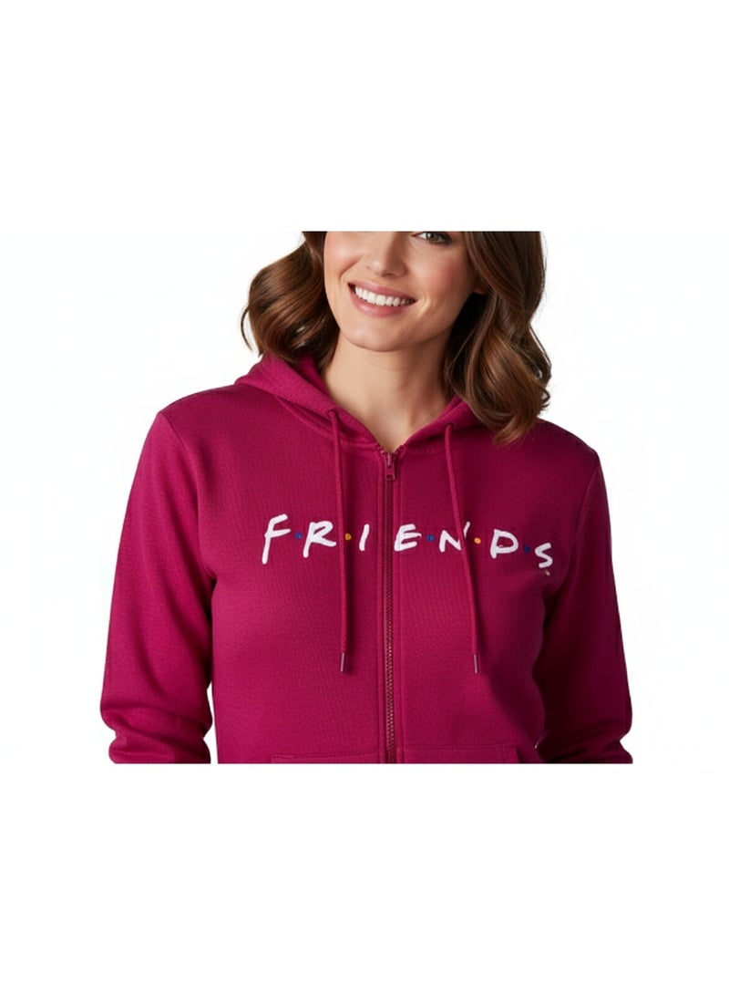 Friends هودي نسائي بطباعة الأصدقاء بسحاب طويل الأكمام - Image 1