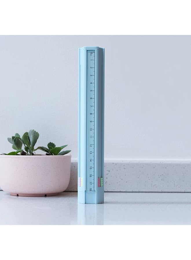 مومو بير حافظة أقلام محمولة متعددة الوظائف مع 6 مسطرة أقلام وممحاة ومبراة، مجموعة من 9 قطع باللون الأزرق - Image 2