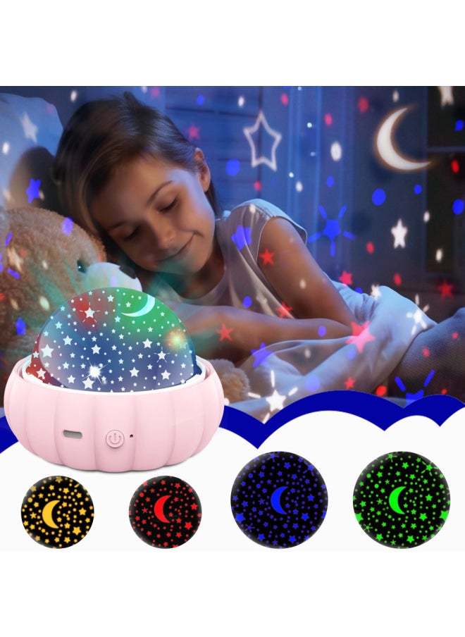 Product Spot Children's Projection Lamp Dream Bedroom Star Light Toy Boys And Girls Birthday Gift Atmosphere Light-Color:Pink-with 3 Lampshades (unicorn Star Moon Dinosaur)-Specifications:4*1W  - Image 1