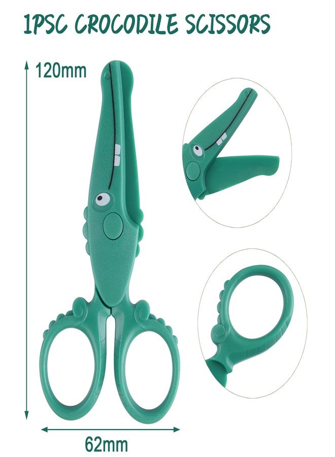 ASTARON Toddler Safety Scissors, Cute Crocodile Kids Preschool Training Scissors, Art Craft Plastic Scissors for Preschool Supplies and Scrapbooking Supplies, 3 Styles Options (Crocodile) - Image 2