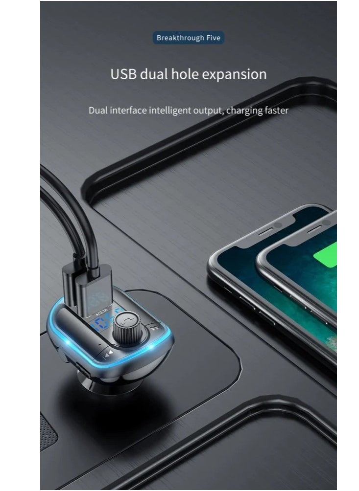 Raxoom Yesido Y44 Bluetooth V5.0 FM Transmitter 3.1A Dual USB Car Charger RGB Backlit Light LED Digital Display Wireless Radio Adapter HiFi Music Play Car Kit with Mic Hands Free Calls - Image 3