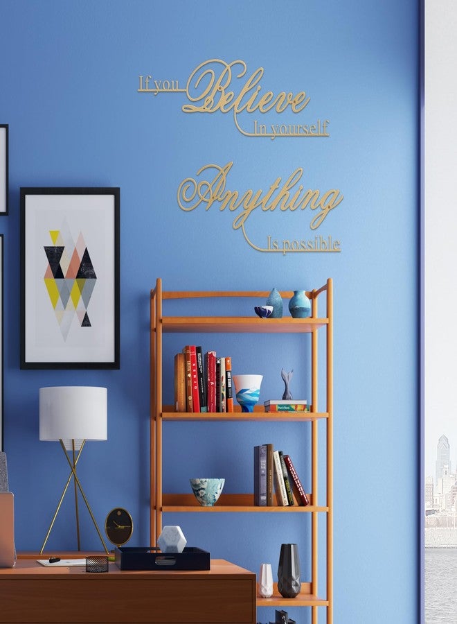 Resama If You Believe in Yourself,Anything is Possible Wall Art Decor 2 Pcs Metal Inspiration Encouragement Wall Art Sayings Black Inspirational Quotes Hanging Decoration(Gold) - Image 5