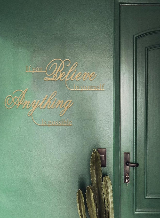 Resama If You Believe in Yourself,Anything is Possible Wall Art Decor 2 Pcs Metal Inspiration Encouragement Wall Art Sayings Black Inspirational Quotes Hanging Decoration(Gold) - Image 4