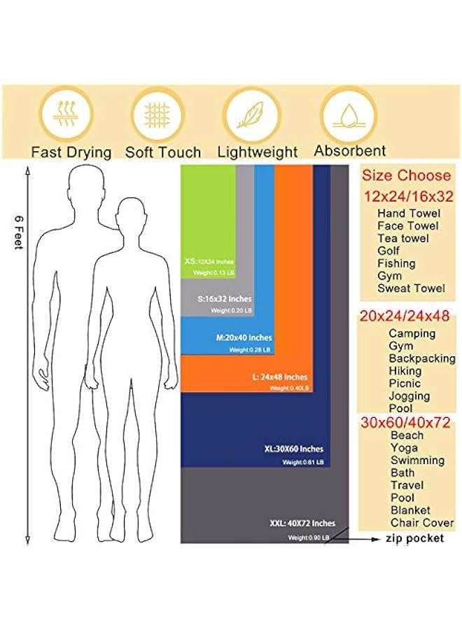 Microfiber Towel  Travel & Gym & Camping Towel. Quick Dry - Super Absorbent - Ultra Compact - Lightweight. Suitable for Trip, Beach, Shower, Backpacking, Pool  - Image 2