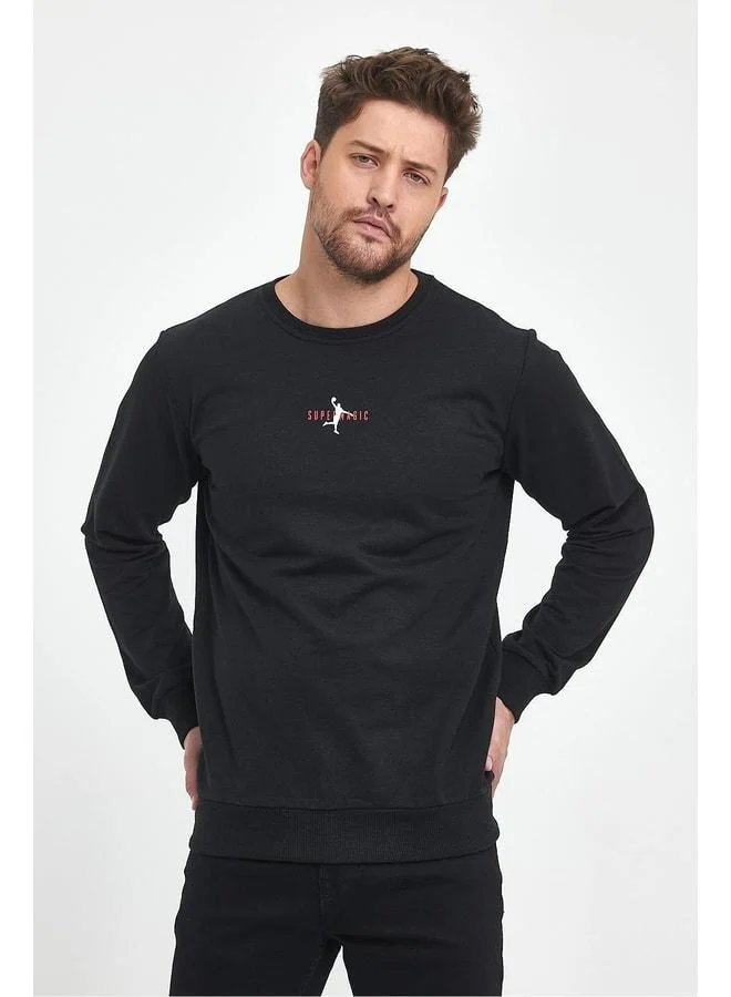 Mmetalic  Black Men's Supermagic Chest Print Basic Sweatshirt. for Men | Best Price UAE