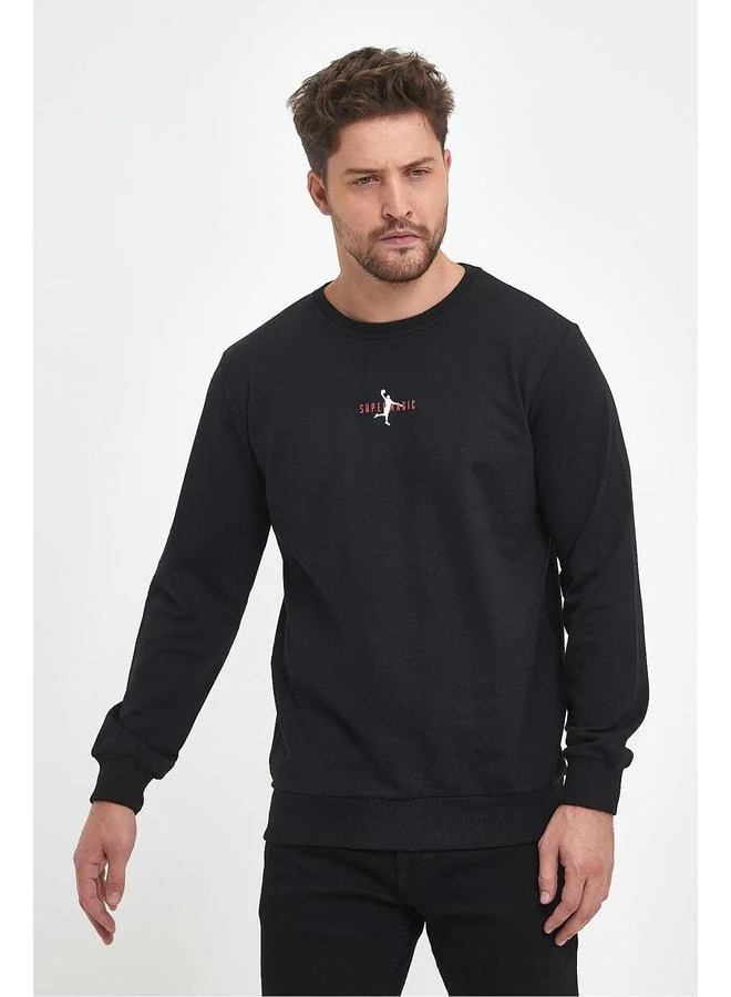 Mmetalic  Black Men's Supermagic Chest Print Basic Sweatshirt. for Men | Best Price UAE
