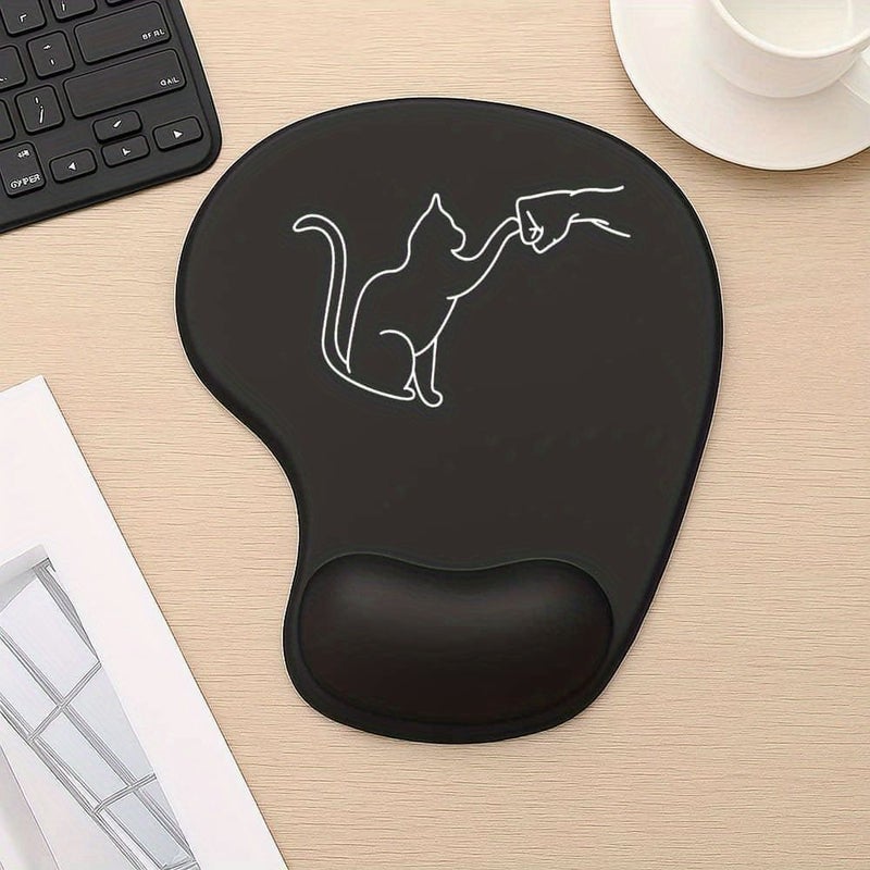 Funny Cat High Five Graphic Mouse Pad with Wrist Rest Cute Desk Accessories for Pet Lovers Office Decor Gaming Essential 1pc - Image 1