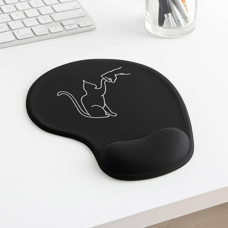 Funny Cat High Five Graphic Mouse Pad with Wrist Rest Cute Desk Accessories for Pet Lovers Office Decor Gaming Essential 1pc - Image 3