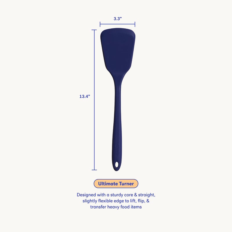 GIR: Get It Right Silicone Turner - Non-Stick Heat Resistant Silicone Spatula Turner for BBQs & Cookouts - Lifts, Flip, and Transfer Food Items - 13 Inch, Navy - Image 3