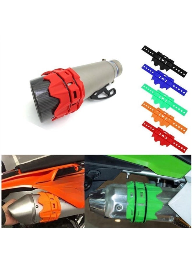 Generic Motorcycle Universal Exhaust Heat Shield Cover Muffler Pipe Guard Leg Anti Hot Silencer Guard Anti-scalding Protector Ring for Muffler Tailpipe Dirt Bike off Road Motorbike (Red)  - Image 4