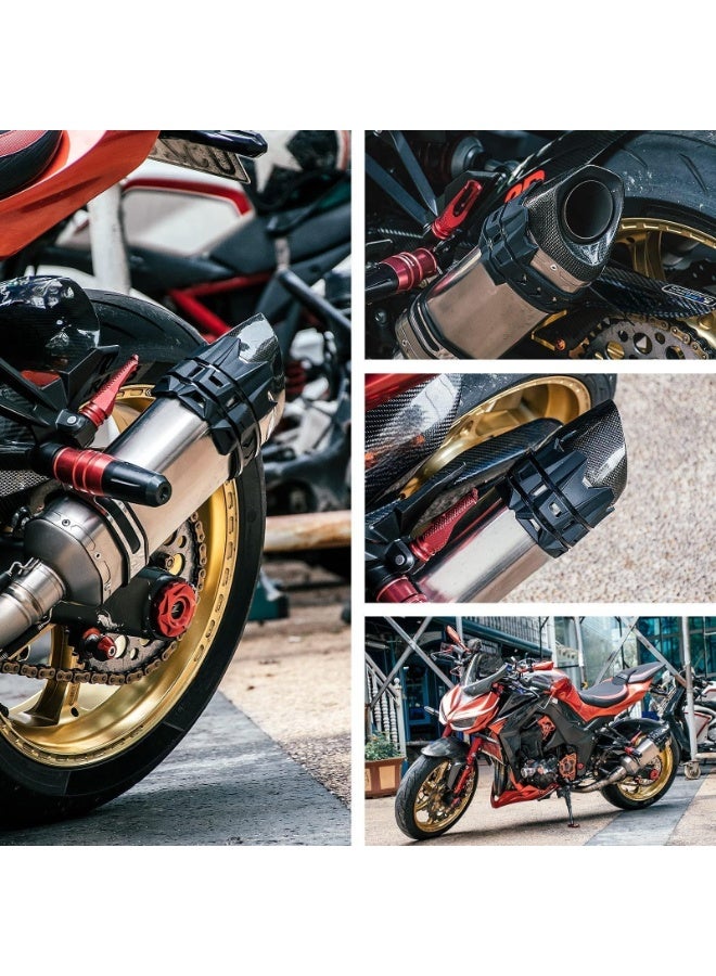 Generic Motorcycle Universal Exhaust Heat Shield Cover Muffler Pipe Guard Leg Anti Hot Silencer Guard Anti-scalding Protector Ring for Muffler Tailpipe Dirt Bike off Road Motorbike (Red)  - Image 5